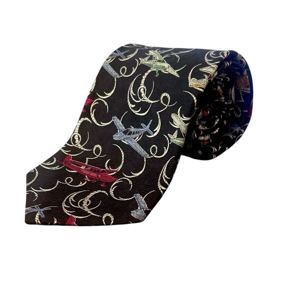 Vintage Robert Talbot Peabody LTD Silk Tie Airplanes Aviation Novelty‎ Luxury